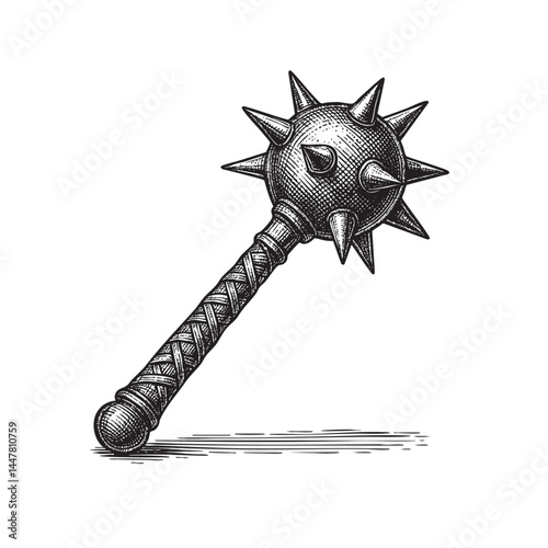 spiked medieval mace vector illustration