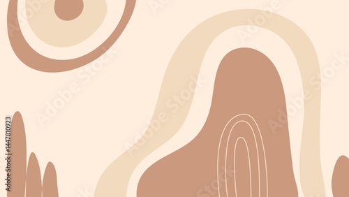 A tan and beige background with a sun and a rainbow