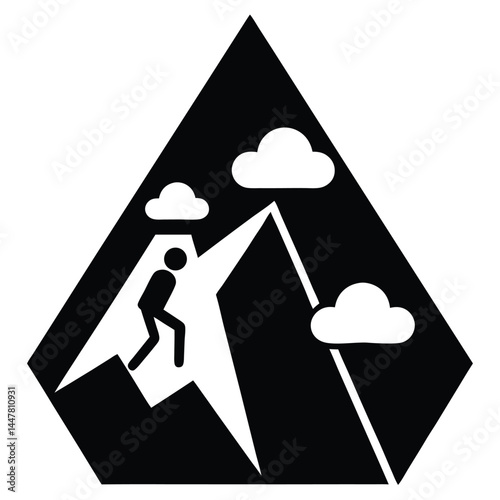 Mountain Climbing Icon Reaching the Summit