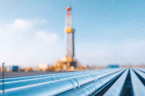 vast oil rig field stretches to horizon under clear sky