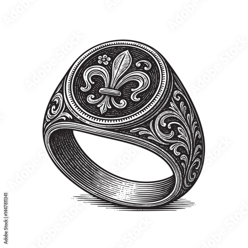 decorative signet ring vector illustration photo