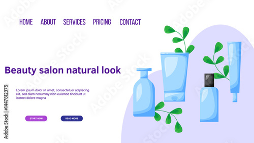 Web page design template for beauty, spa, wellness, natural products, cosmetics, body care.