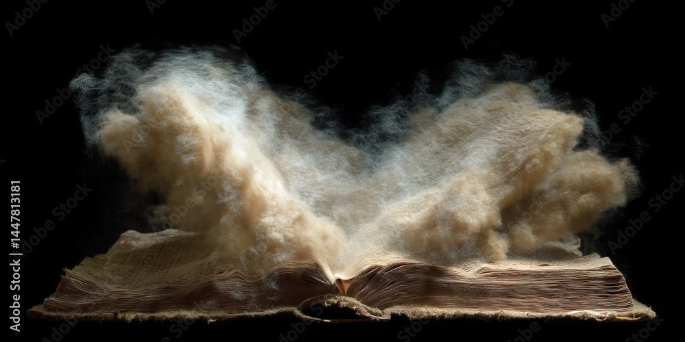 Fototapeta premium Disintegrating Antique Book with Dust Cloud