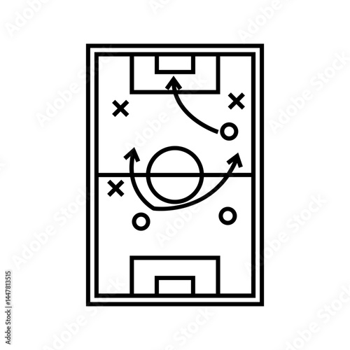 Scheme of strategy, tactics of a football game. Marketing strategy plan, business. Football team training.
Vector illustration