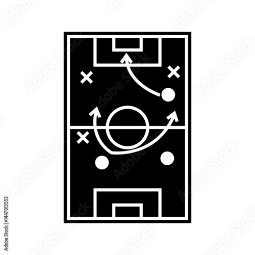 Scheme of strategy, tactics of a football game. Marketing strategy plan, business. Football team training.
Vector illustration