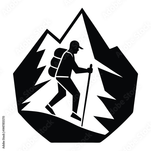 Mountain Hiking Adventure Silhouette Icon