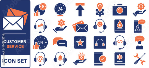 Customer Service and Support - Outline Icon Collection. Thin Line Set contains such Icons as Online Help, Helpdesk, Quick Response, Feedback and more. Simple web icons set