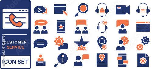 Customer Service and Support - Outline Icon Collection. Thin Line Set contains such Icons as Online Help, Helpdesk, Quick Response, Feedback and more. Simple web icons set