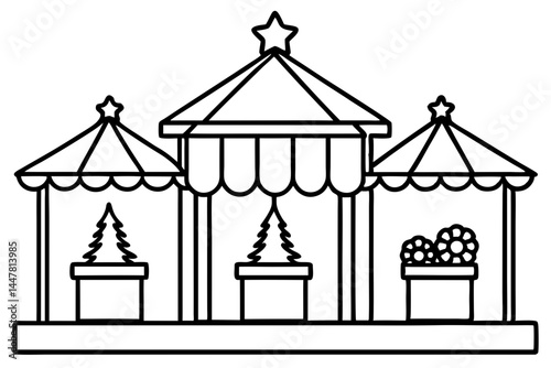 Wallpaper Mural Holiday Market Stall Outline Drawing Torontodigital.ca