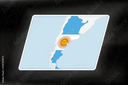 Argentina Highlighted in Flag Colors on Geographic Map.