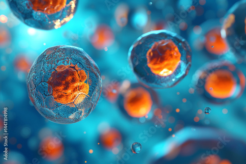 Research of stem cells involves the microscopic view of body cells and the application of cellular therapy and regeneration techniques   