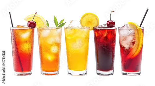 Wallpaper Mural Sparkling Water, Lemonade, Iced Tea, Cherry Soda, and Cola – Beverage Set on White Background

 Torontodigital.ca