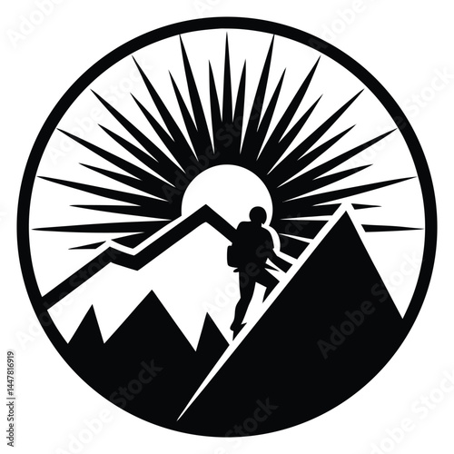 Sunrise Mountain Climber Adventure Icon