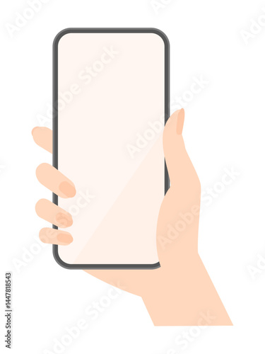 スマートフォンを持っている女性の手元のイラスト - 見る、写真を撮るなどスマホを使っている人物の素材