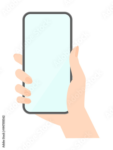 スマートフォンを持っている女性の手元のイラスト - 見る、写真を撮るなどスマホを使っている人物の素材