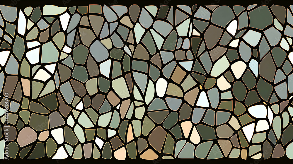 A mosaic pattern featuring various shapes and earthy colors.