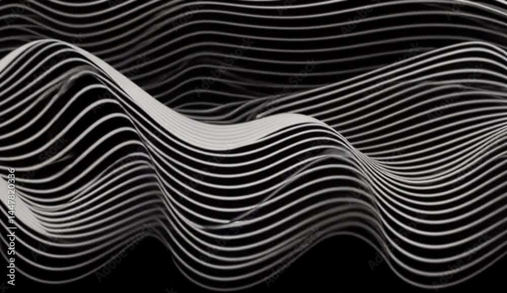 Abstract black and white waves creating a dynamic flowing pattern, suitable for backgrounds Abstract black and white waves creating a dynamic flowing pattern, suitable for backgrounds