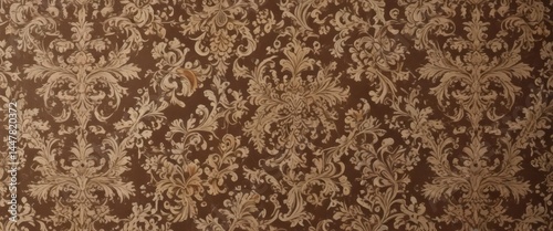 Elegant brown & beige damask wallpaper Intricate ornate seamless pattern , brown, texture