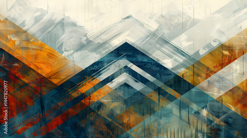 Obraz na płótnie Abstract geometric design featuring layered colors and shapes. w salonie