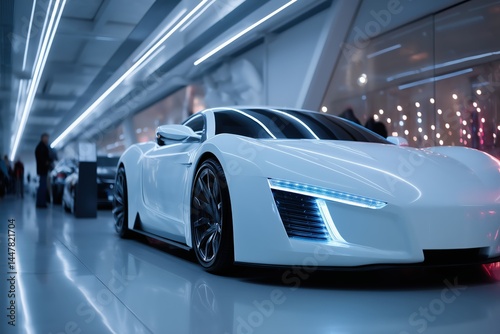 Modern Sports Car Display In Showroom