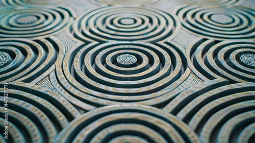 Obraz na płótnie Close-up view of concentric circular patterns on a textured surface. w salonie