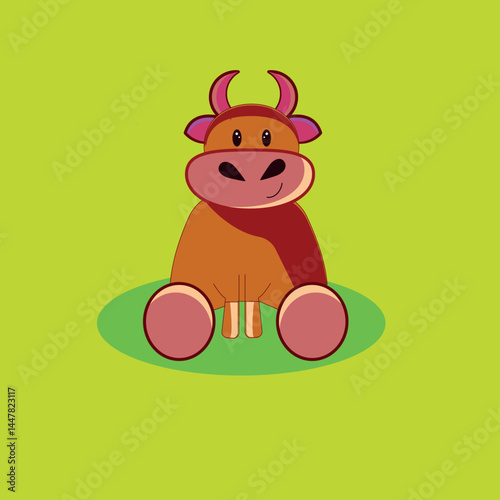 funny cow cartoon, illustration, vector