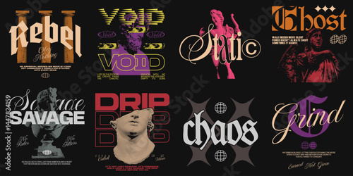Vector Graphic Streetwear T-shirt Design Pack, Streetwear Design For Print On Demand, Urban Merch Design, Streetwear Clothing, Urban Streetwear Design Set