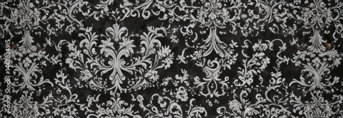 Intricate black & white damask, elegant swirls & scrolls , motif, luxury, wallpaper
