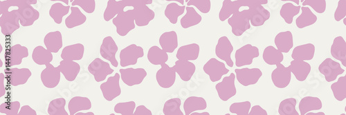 Obraz na płótnie Floral modern seamless pattern. Cute botanical shapes, random childish doodle cutouts of blossom flowers, and decorative abstract art vector illustration. Pink flower background w salonie