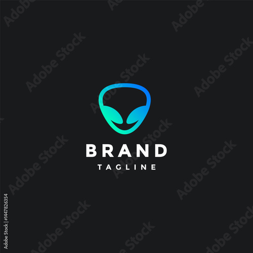 Simple Alien Head Silhouette Icon Logo Design. Round Triangle Head With Stranger Eyes Logo Design.