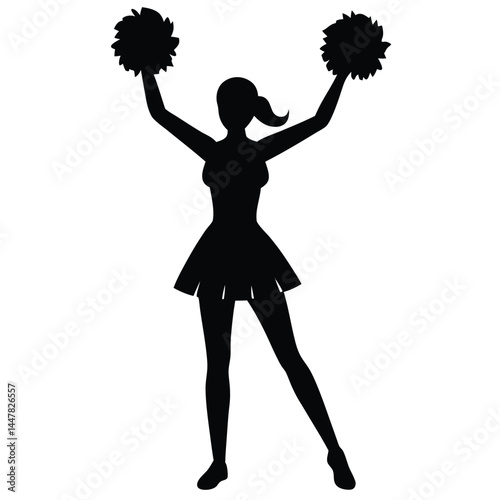 Silhouette of a Cheerleader with Pom-Poms