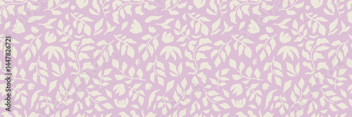 Obraz na płótnie Floral modern seamless pattern. Cute botanical shapes, random childish doodle cutouts of tropical leaves, flowers, and branches, decorative abstract art vector illustration. Pink flower background w salonie