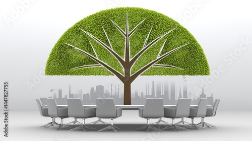 Consultants discuss strategic alliance, soft green growth backdrop - eco-friendly carbon ESG change synergy