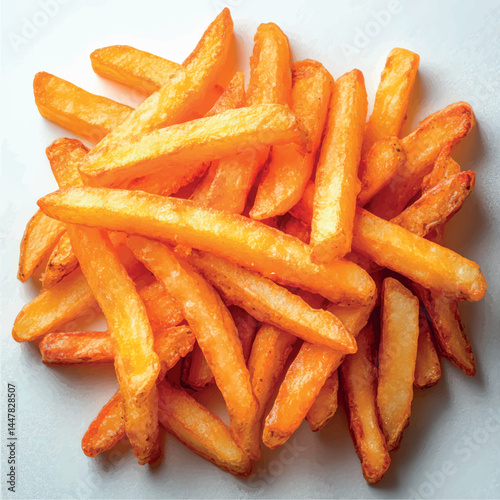 French fries isolated. Fried potatoes, chips. Fast food. Photo of French fries menu.	