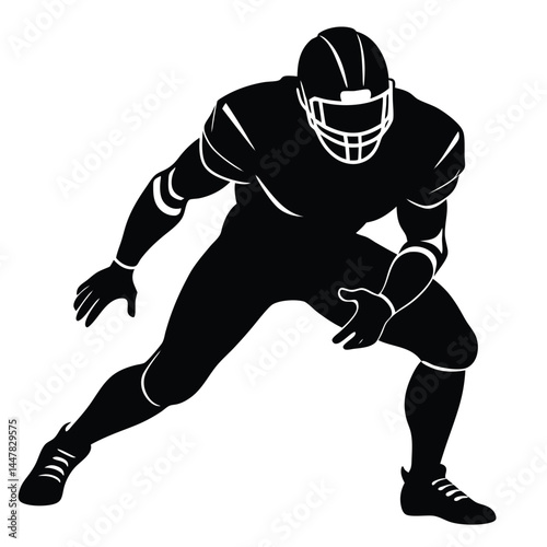 American Football Player Silhouette Ready for the Game