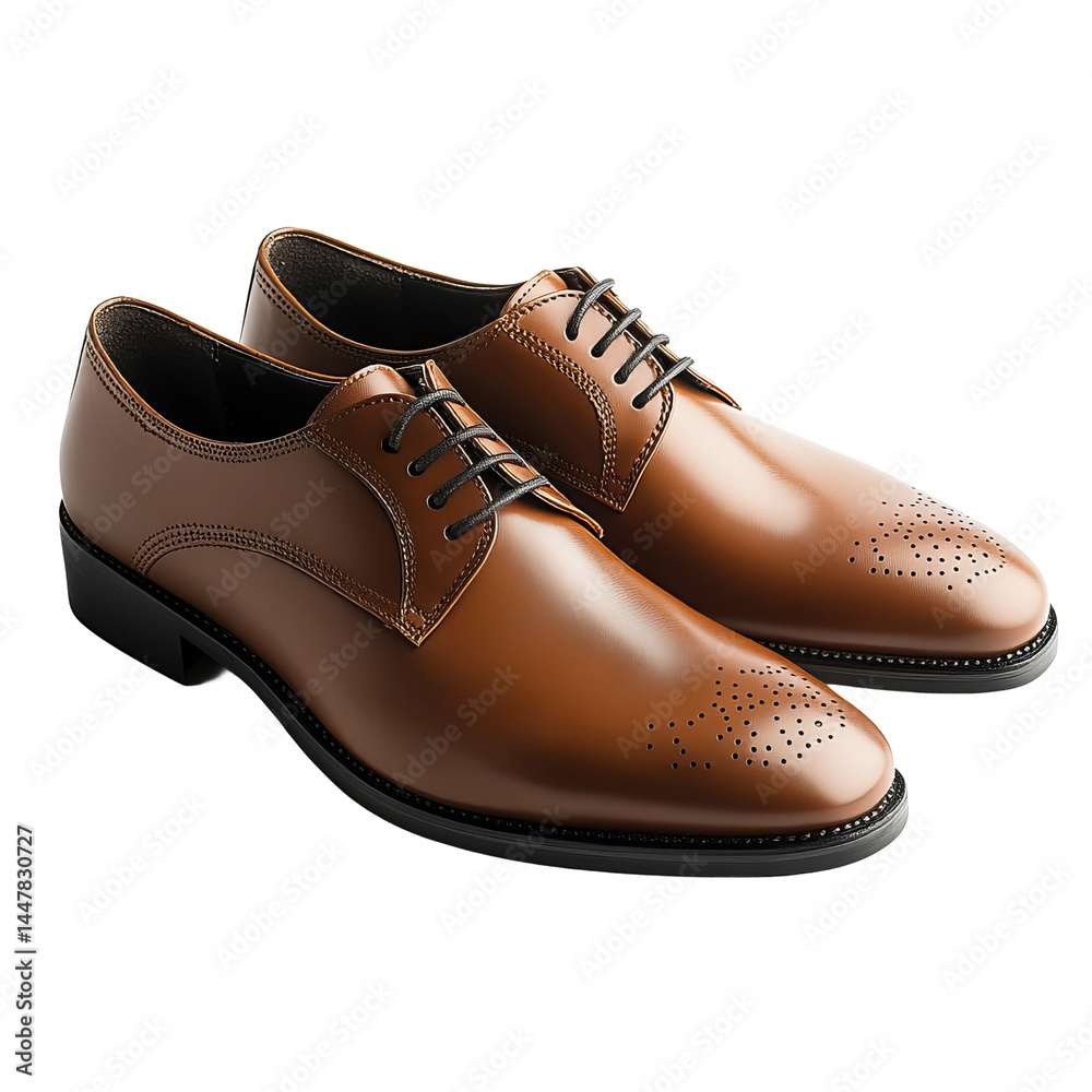 Elegant pair of brown leather shoes, perfect for formal occasions or everyday wear. The shoes showcase a classic design and refined details Elegant pair of brown leather shoes, perfect for formal occasions or everyday wear. The shoes showcase a classic design and refined details