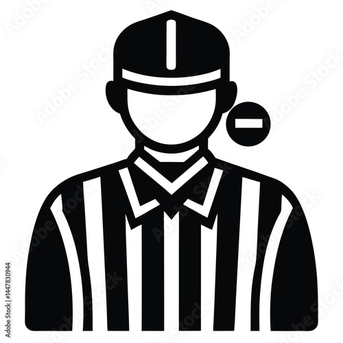 Referee Icon Black and White Striped Shirt