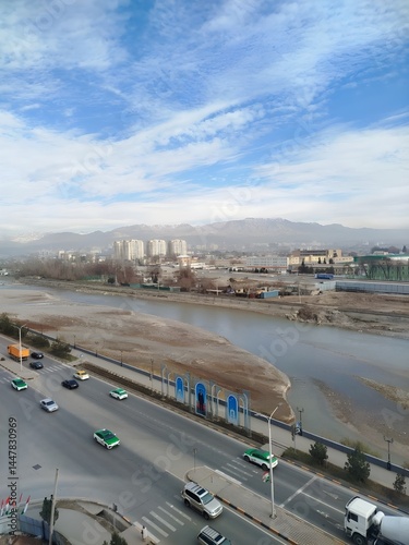 traffic on the road of dushanbe tajikistan photo
