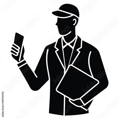 Delivery Person Using Smartphone for Order Tracking