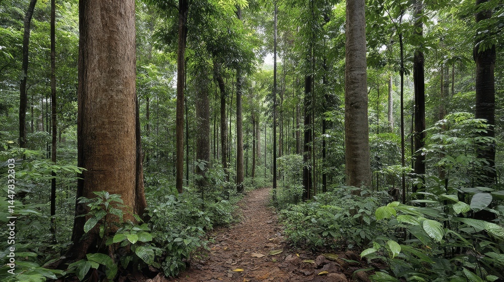 Obraz premium A lush forest teeming with life, a symbol of the importance of preserving natural habitats for a healthier planet - dense environmental canopy