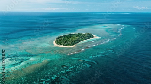 Aerial View of the Heart Reef in the Great Barrier Reef, Australia: Captivating Celestial Beauty from Above