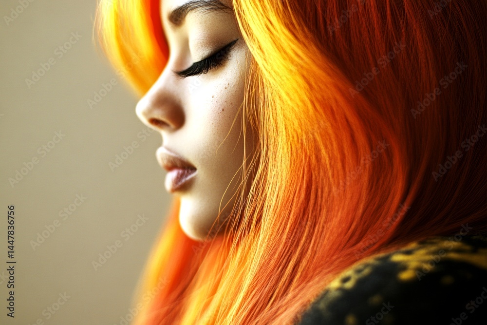 Long trim - highlighted hair. Lovely calm mixed-race girl - for ads, brochure and web use. Commercial promotion conceptual art. African model hairstyles. African elegance vibrant styles.