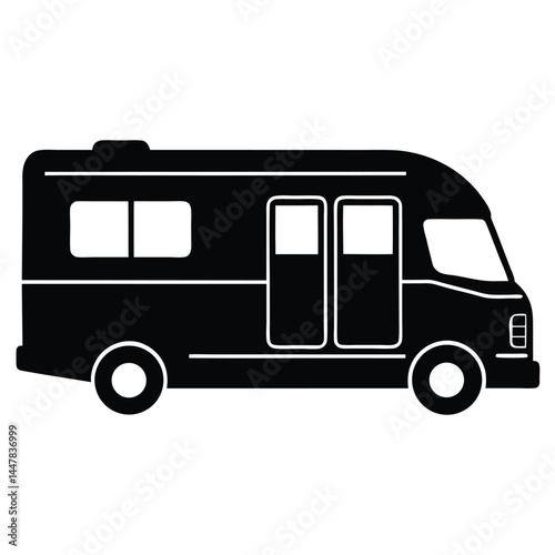 Motorhome Silhouette RV Icon for Travel and Adventure