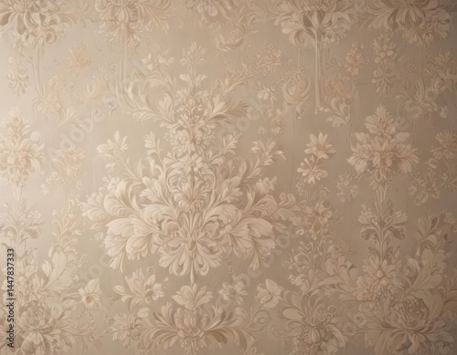 Subtle vintage damask, soft floral motifs, elegant antique wallpaper,  ornate,  aesthetic,  illustration