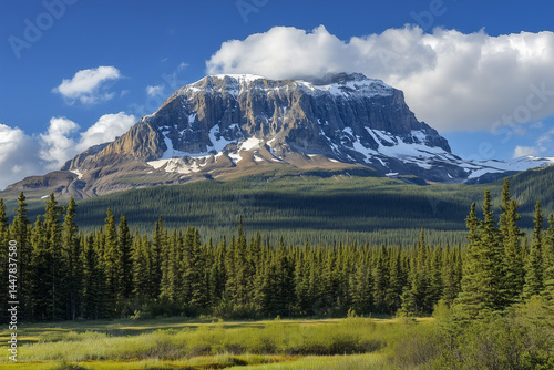 Snow-Capped Mountain in a Beautiful Landscape