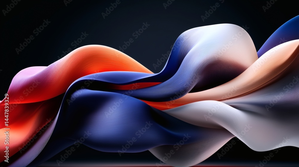 Fototapeta premium Colorful Flowing Fabric Waves Creating Dynamic and Abstract Textile Background Design