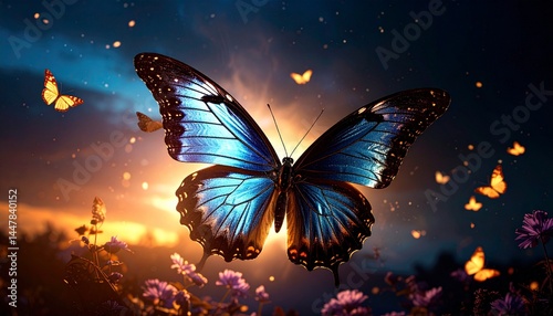 Una mariposa está volando en el cielo