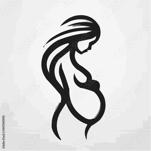 Abstract silhouette of a pregnant woman in profile  