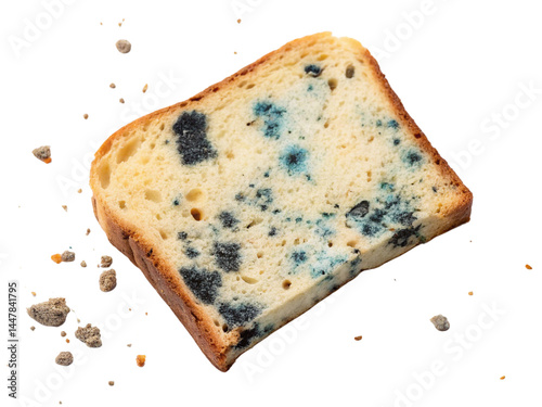 A lot of moldy bread isolated on a white background.