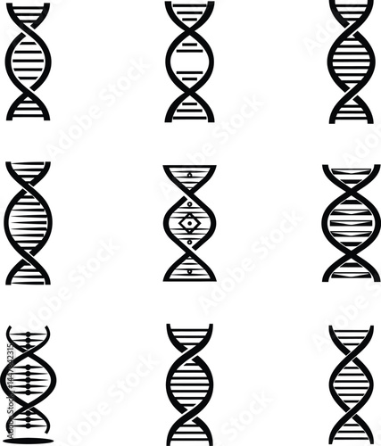 Biological Laboratory Helix Symbol Biology Logo Silhouette gene DNA icon